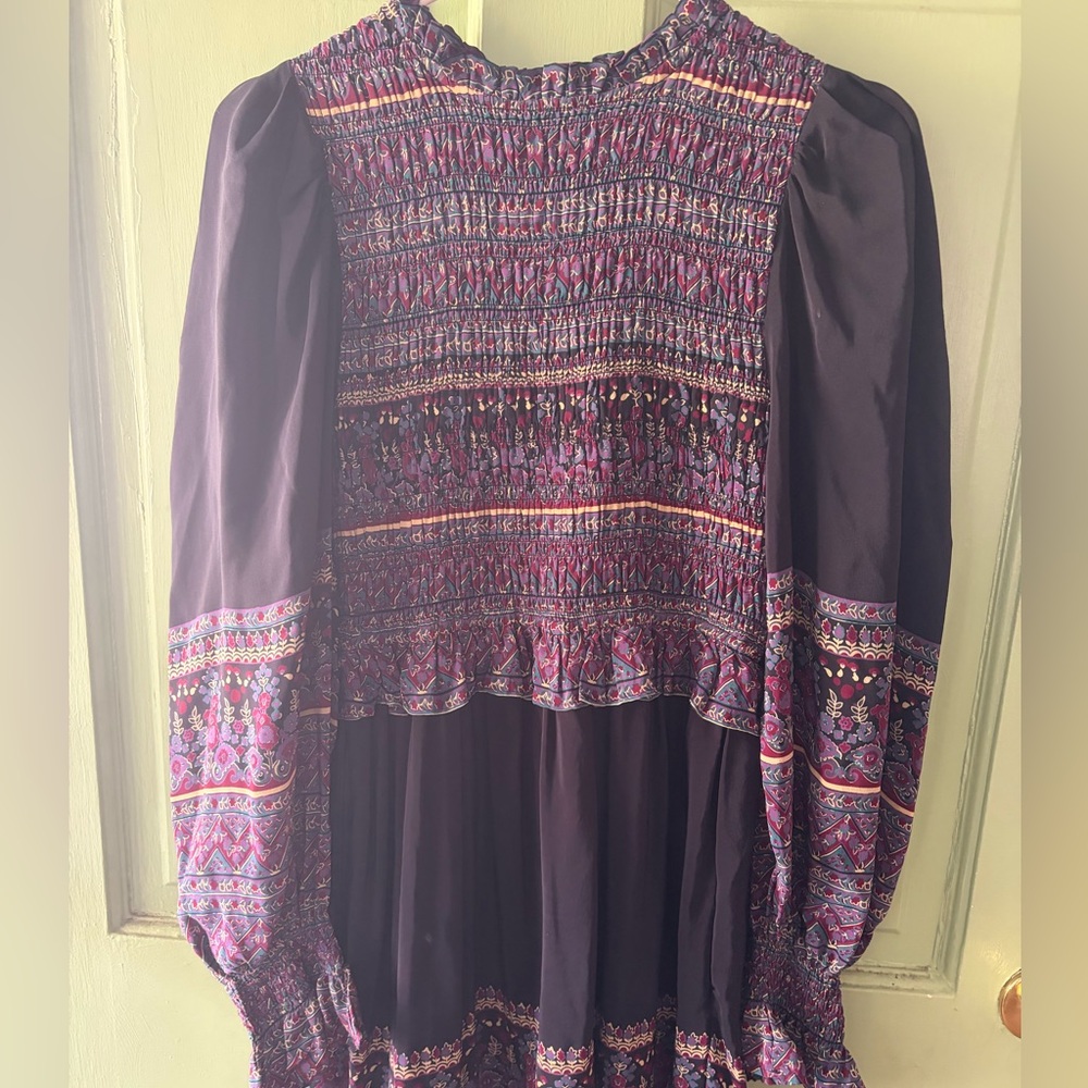 SEA smocked
Adella shirred printed silk crepe de chine midi dress, - Picture 5 of 7